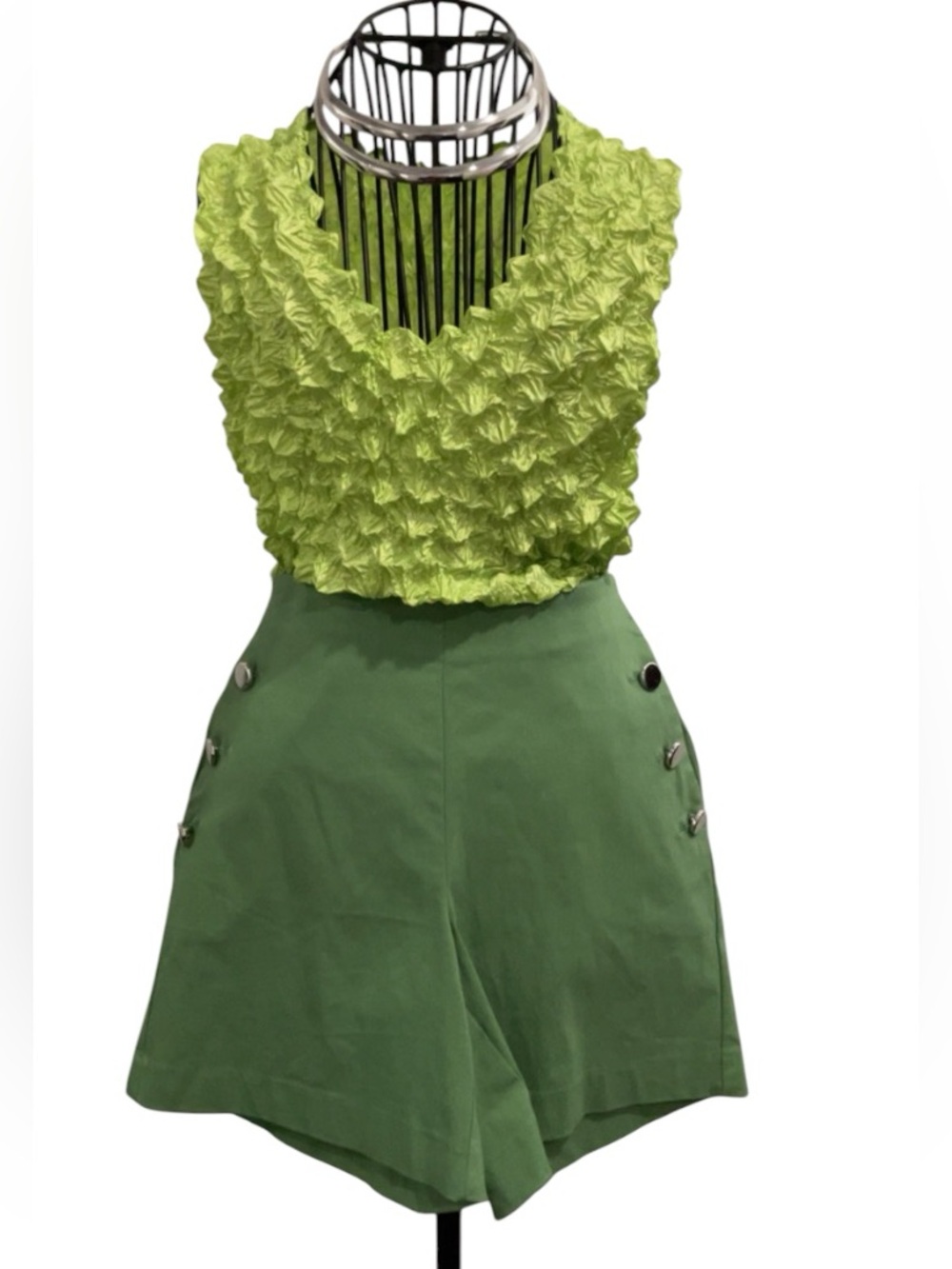 Green High-Waist Women’s Shorts
